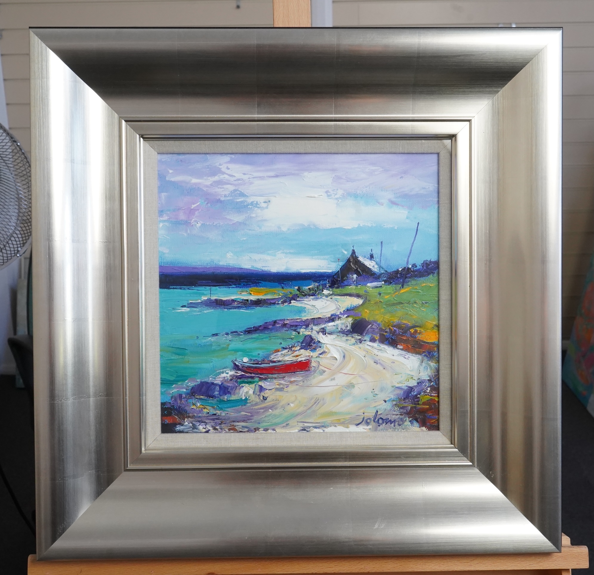 John Lowrie Morrison (JOLOMO), b. 1946, 'Evening Light, The Boathouse, Isle of Gigha'